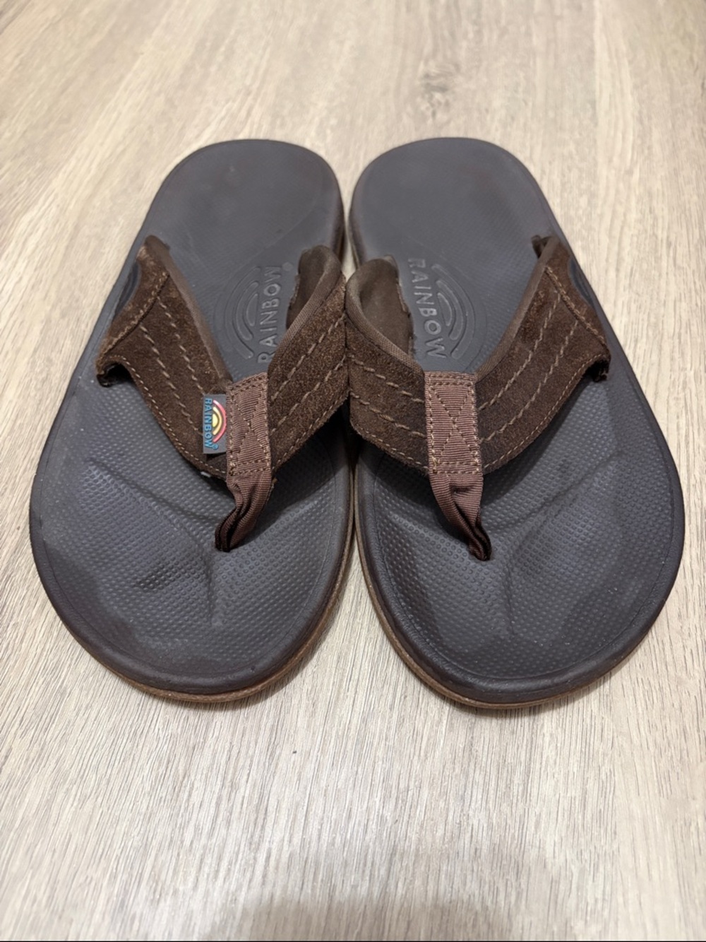 Rainbow Brown Canvas Strap Flip Flops